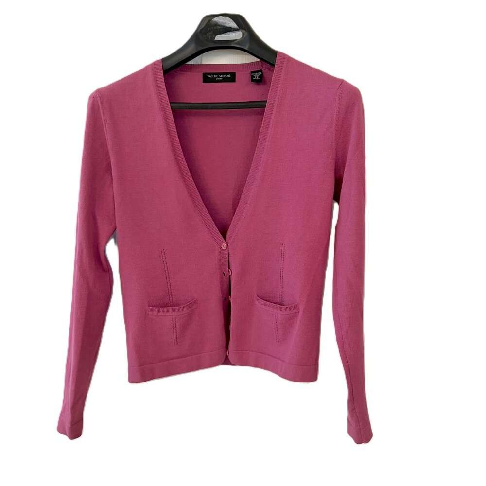 Valerie Stevens cardigan with pockets, small petite, magenta